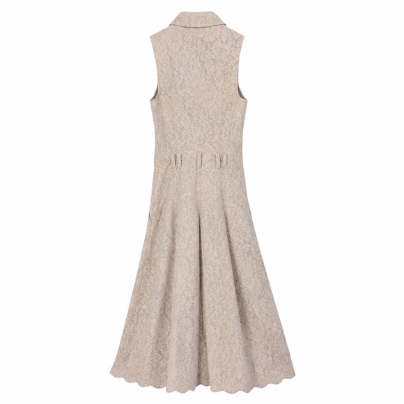 L’Agence Kylo Lace Shirt Dress Size 0 Beige Sleeveless Zip Front Collared Midi - Picture 2 of 10